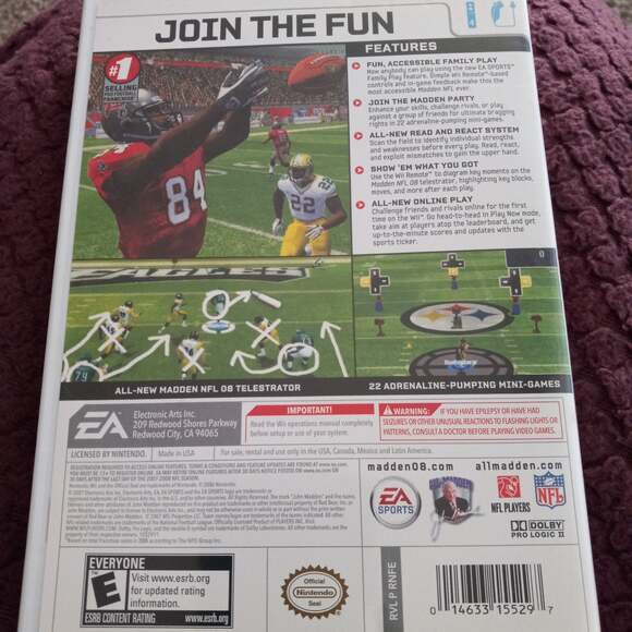 Nintendo Wii Madden NFL 08 Video Game Football Sports Original box and manual - Picture 2 of 4